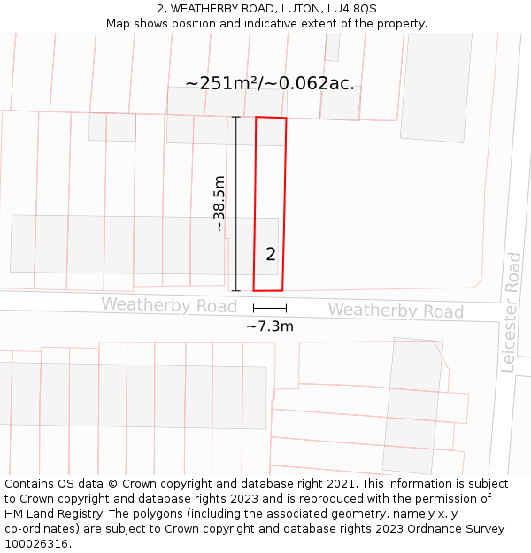 2, WEATHERBY ROAD, LUTON, LU4 8QS: Plot and title map