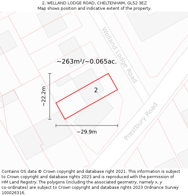 2, WELLAND LODGE ROAD, CHELTENHAM, GL52 3EZ: Plot and title map