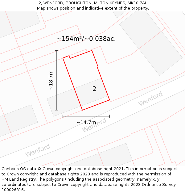 2, WENFORD, BROUGHTON, MILTON KEYNES, MK10 7AL: Plot and title map