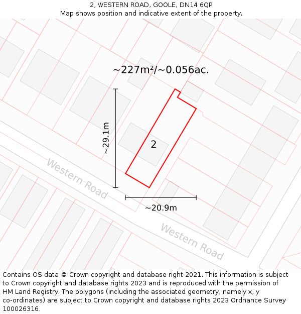 2, WESTERN ROAD, GOOLE, DN14 6QP: Plot and title map