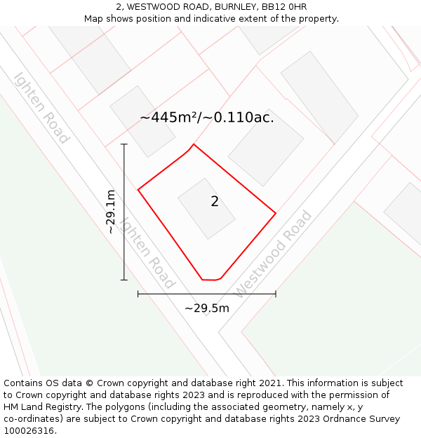 2, WESTWOOD ROAD, BURNLEY, BB12 0HR: Plot and title map