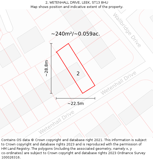 2, WETENHALL DRIVE, LEEK, ST13 8HU: Plot and title map