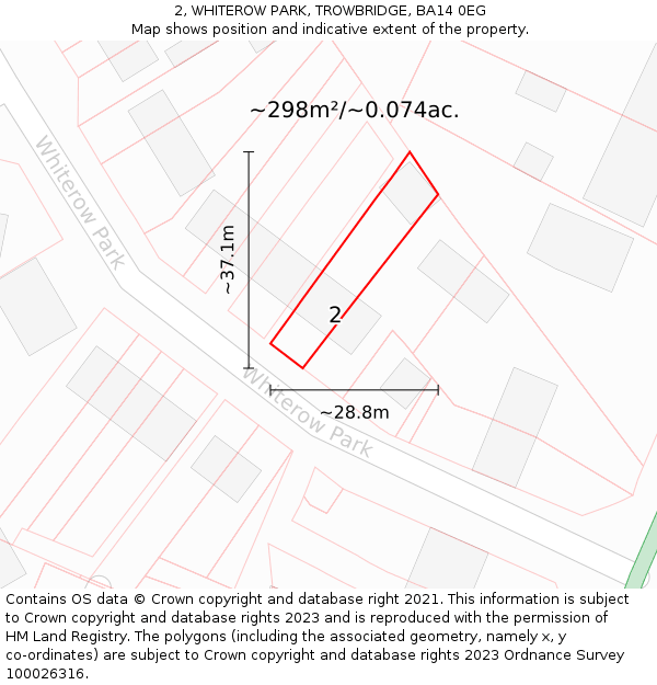 2, WHITEROW PARK, TROWBRIDGE, BA14 0EG: Plot and title map