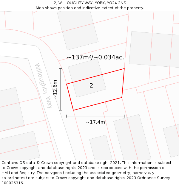 2, WILLOUGHBY WAY, YORK, YO24 3NS: Plot and title map