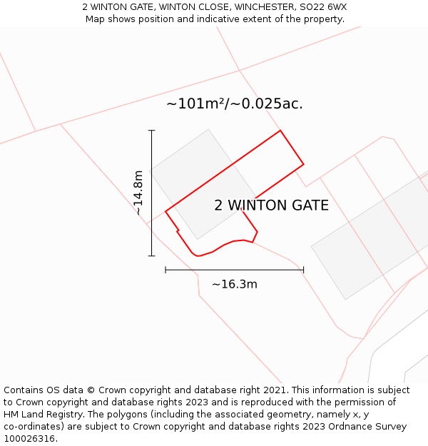 2 WINTON GATE, WINTON CLOSE, WINCHESTER, SO22 6WX: Plot and title map