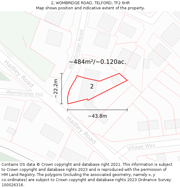 2, WOMBRIDGE ROAD, TELFORD, TF2 6HR: Plot and title map