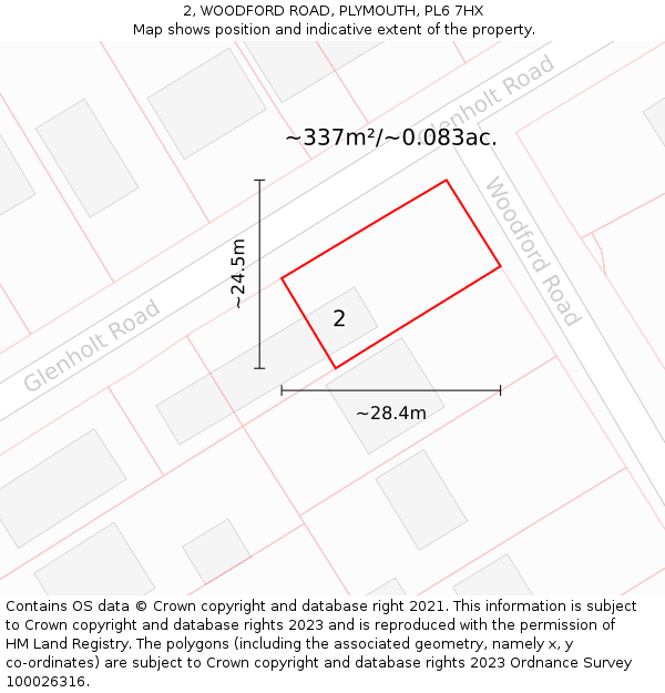 2, WOODFORD ROAD, PLYMOUTH, PL6 7HX: Plot and title map