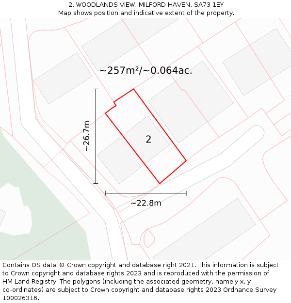 2, WOODLANDS VIEW, MILFORD HAVEN, SA73 1EY: Plot and title map