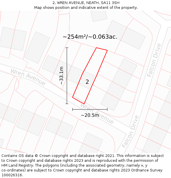 2, WREN AVENUE, NEATH, SA11 3SH: Plot and title map