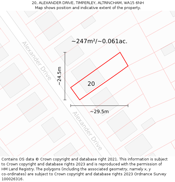 20, ALEXANDER DRIVE, TIMPERLEY, ALTRINCHAM, WA15 6NH: Plot and title map