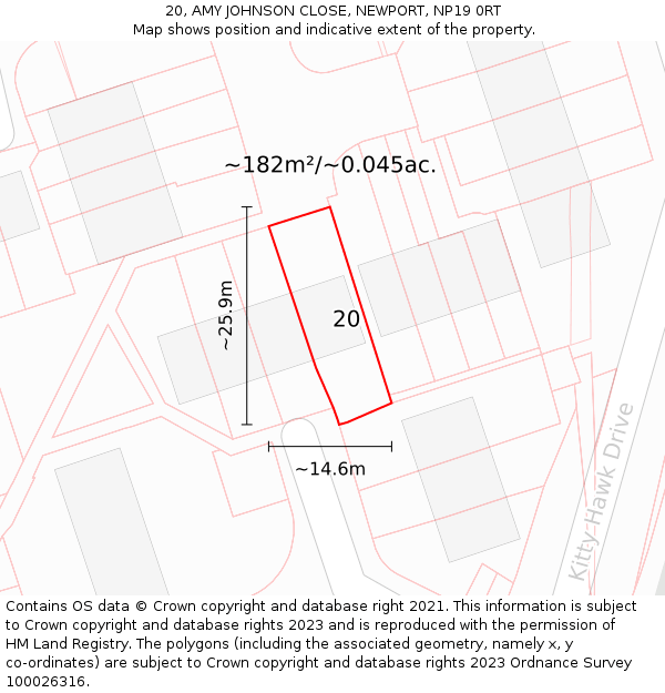 20, AMY JOHNSON CLOSE, NEWPORT, NP19 0RT: Plot and title map