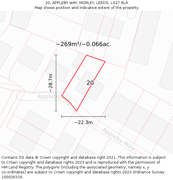 20, APPLEBY WAY, MORLEY, LEEDS, LS27 8LA: Plot and title map