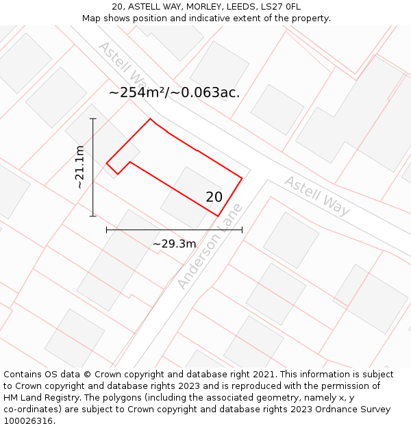 20, ASTELL WAY, MORLEY, LEEDS, LS27 0FL: Plot and title map