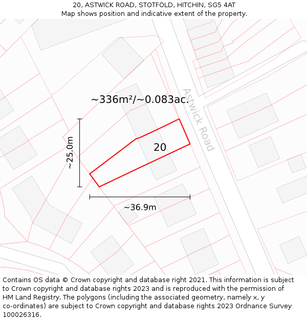 20, ASTWICK ROAD, STOTFOLD, HITCHIN, SG5 4AT: Plot and title map