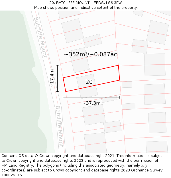 20, BATCLIFFE MOUNT, LEEDS, LS6 3PW: Plot and title map