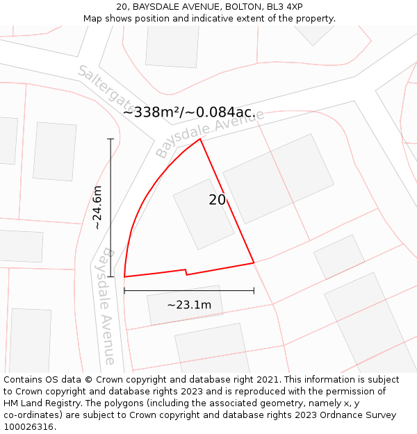 20, BAYSDALE AVENUE, BOLTON, BL3 4XP: Plot and title map