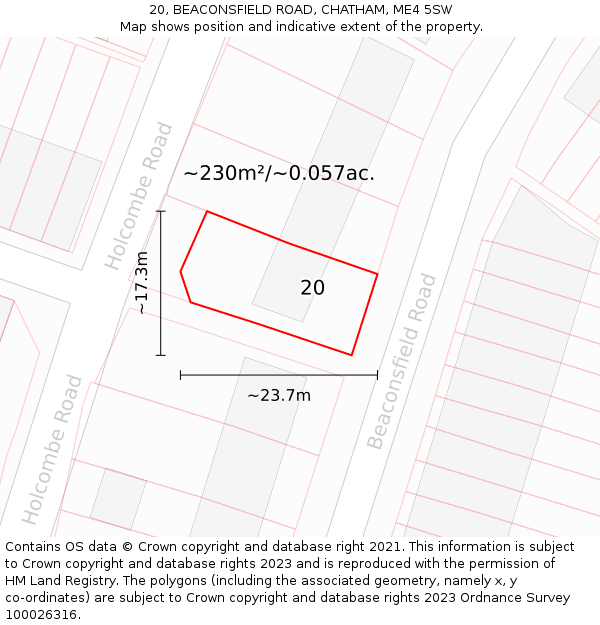 20, BEACONSFIELD ROAD, CHATHAM, ME4 5SW: Plot and title map