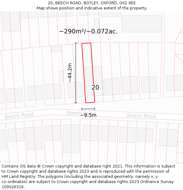 20, BEECH ROAD, BOTLEY, OXFORD, OX2 9EE: Plot and title map