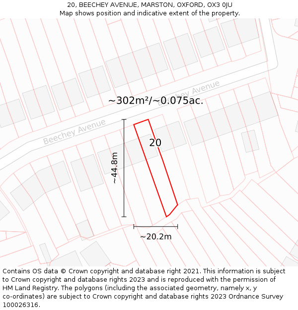 20, BEECHEY AVENUE, MARSTON, OXFORD, OX3 0JU: Plot and title map