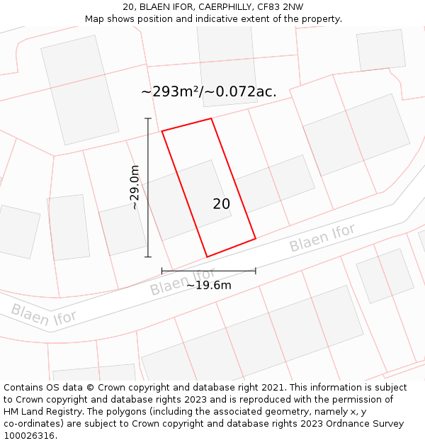 20, BLAEN IFOR, CAERPHILLY, CF83 2NW: Plot and title map