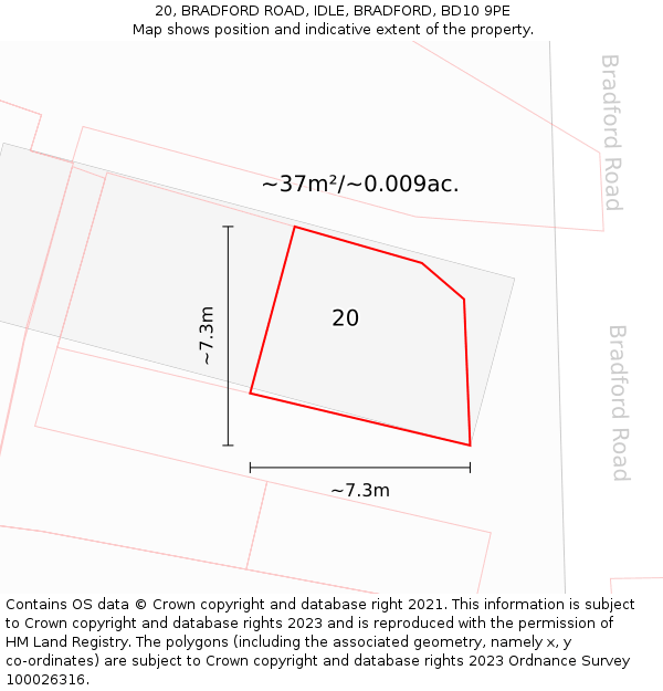 20, BRADFORD ROAD, IDLE, BRADFORD, BD10 9PE: Plot and title map