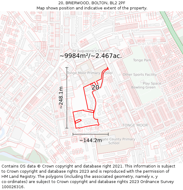 20, BRIERWOOD, BOLTON, BL2 2PF: Plot and title map