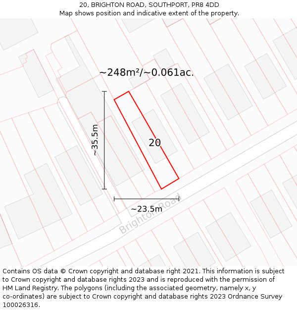 20, BRIGHTON ROAD, SOUTHPORT, PR8 4DD: Plot and title map