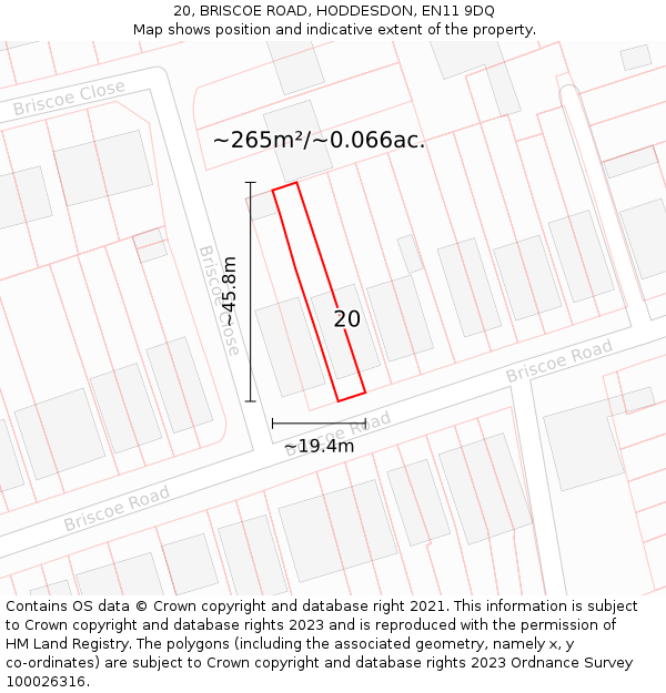 20, BRISCOE ROAD, HODDESDON, EN11 9DQ: Plot and title map