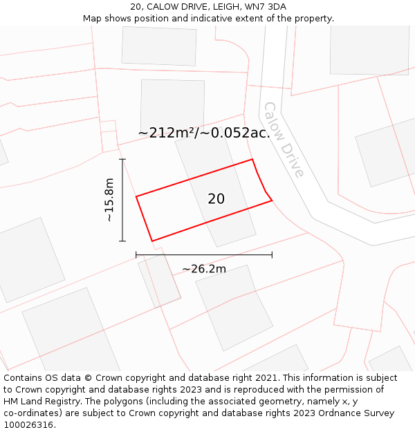 20, CALOW DRIVE, LEIGH, WN7 3DA: Plot and title map