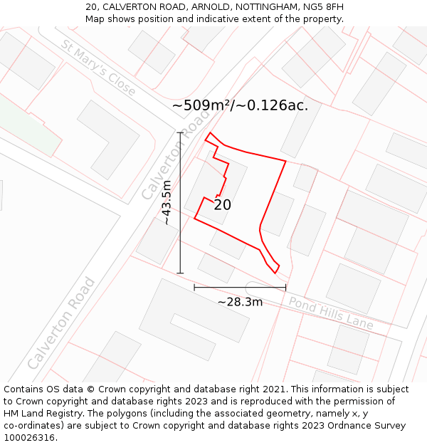 20, CALVERTON ROAD, ARNOLD, NOTTINGHAM, NG5 8FH: Plot and title map