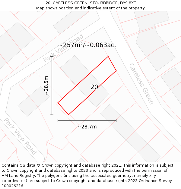 20, CARELESS GREEN, STOURBRIDGE, DY9 8XE: Plot and title map