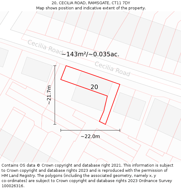 20, CECILIA ROAD, RAMSGATE, CT11 7DY: Plot and title map