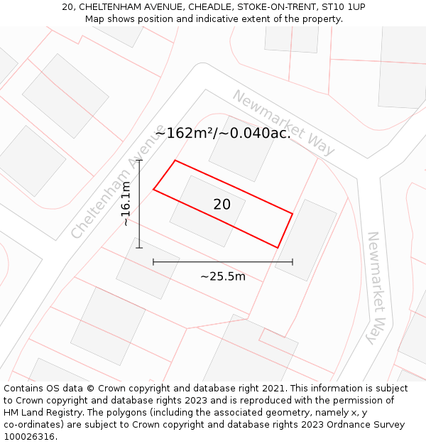 20, CHELTENHAM AVENUE, CHEADLE, STOKE-ON-TRENT, ST10 1UP: Plot and title map