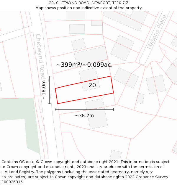 20, CHETWYND ROAD, NEWPORT, TF10 7JZ: Plot and title map