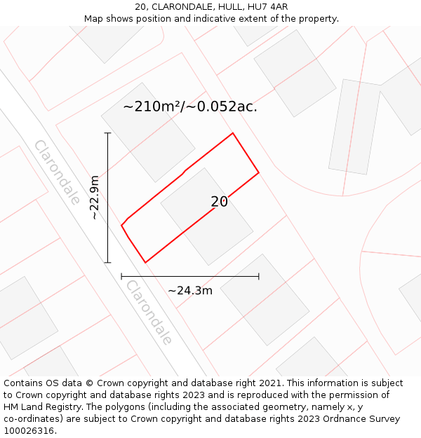 20, CLARONDALE, HULL, HU7 4AR: Plot and title map