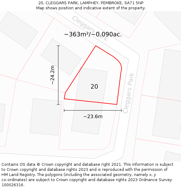 20, CLEGGARS PARK, LAMPHEY, PEMBROKE, SA71 5NP: Plot and title map