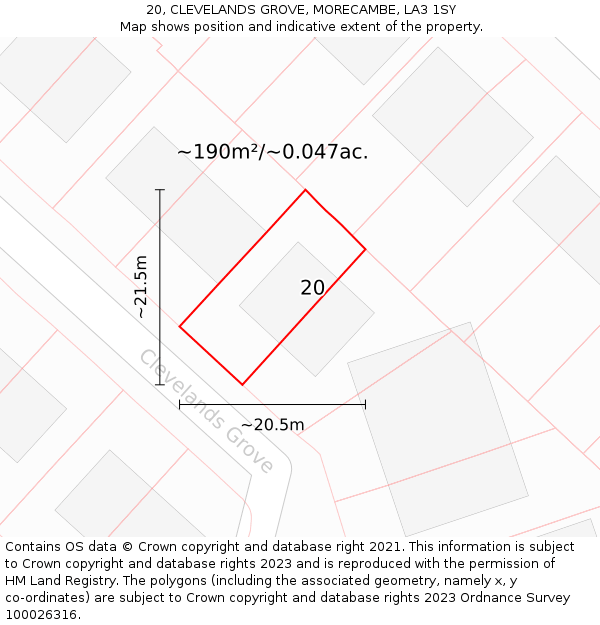 20, CLEVELANDS GROVE, MORECAMBE, LA3 1SY: Plot and title map