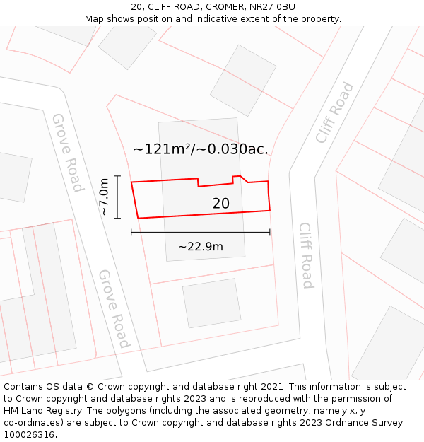 20, CLIFF ROAD, CROMER, NR27 0BU: Plot and title map