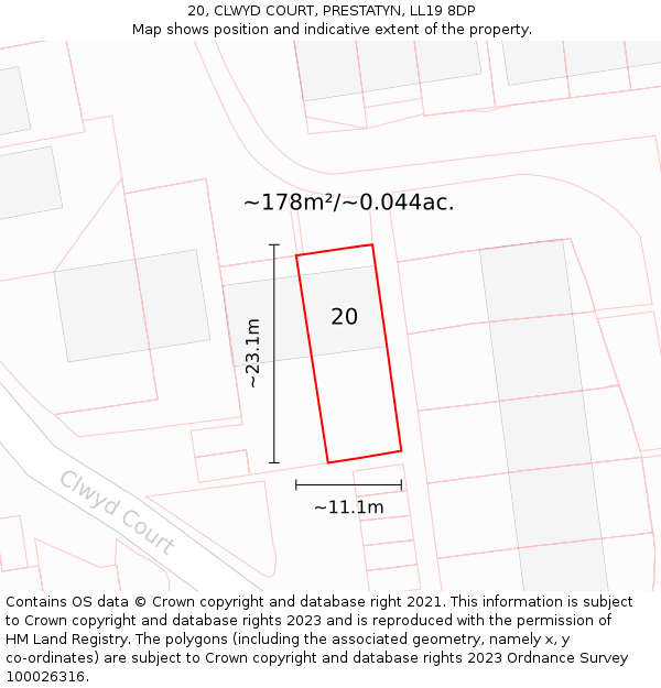 20, CLWYD COURT, PRESTATYN, LL19 8DP: Plot and title map