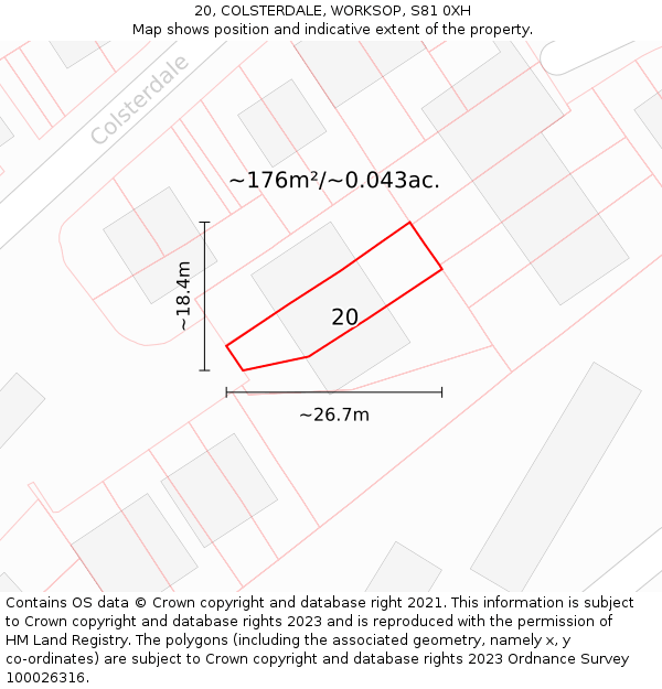 20, COLSTERDALE, WORKSOP, S81 0XH: Plot and title map