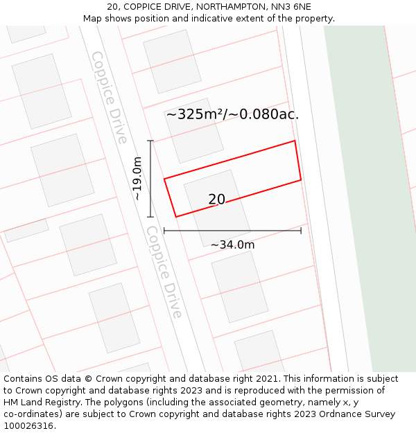 20, COPPICE DRIVE, NORTHAMPTON, NN3 6NE: Plot and title map