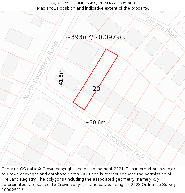 20, COPYTHORNE PARK, BRIXHAM, TQ5 8PR: Plot and title map