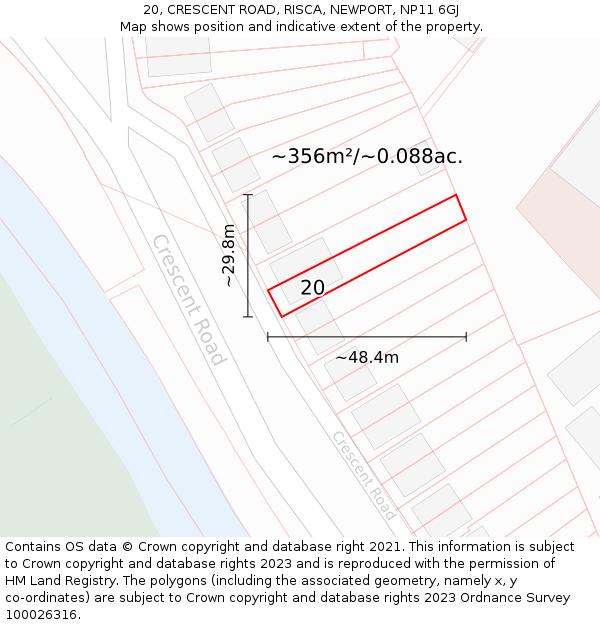 20, CRESCENT ROAD, RISCA, NEWPORT, NP11 6GJ: Plot and title map