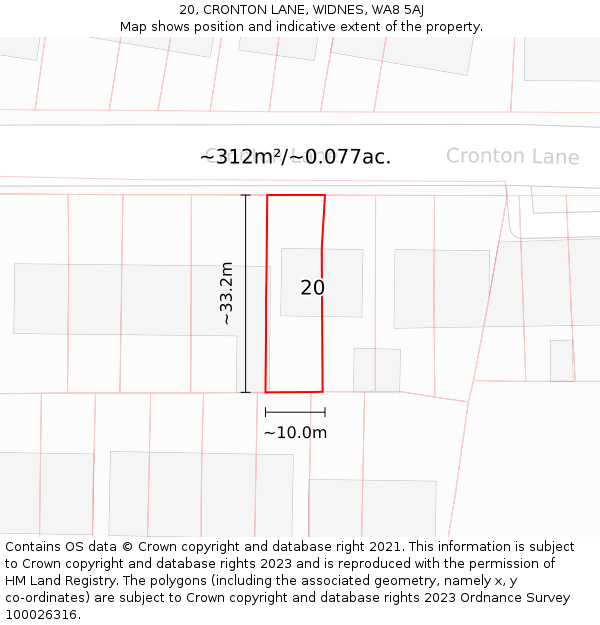 20, CRONTON LANE, WIDNES, WA8 5AJ: Plot and title map