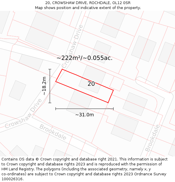 20, CROWSHAW DRIVE, ROCHDALE, OL12 0SR: Plot and title map