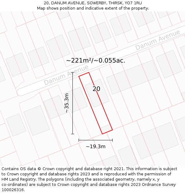 20, DANUM AVENUE, SOWERBY, THIRSK, YO7 1RU: Plot and title map
