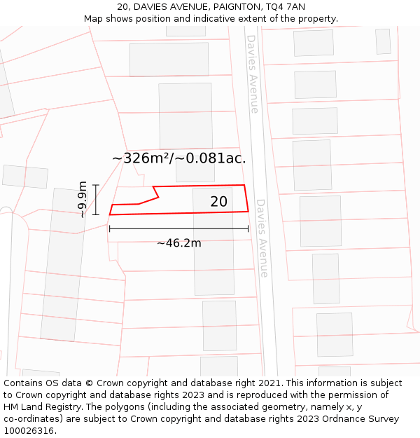 20, DAVIES AVENUE, PAIGNTON, TQ4 7AN: Plot and title map