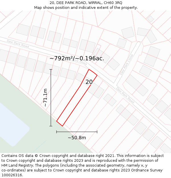 20, DEE PARK ROAD, WIRRAL, CH60 3RQ: Plot and title map