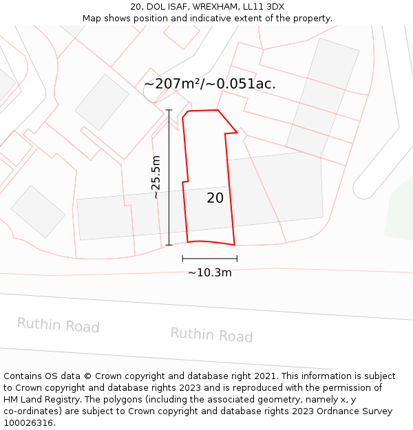 20, DOL ISAF, WREXHAM, LL11 3DX: Plot and title map