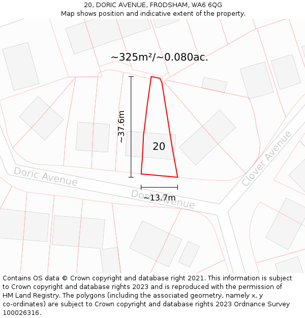 20, DORIC AVENUE, FRODSHAM, WA6 6QG: Plot and title map